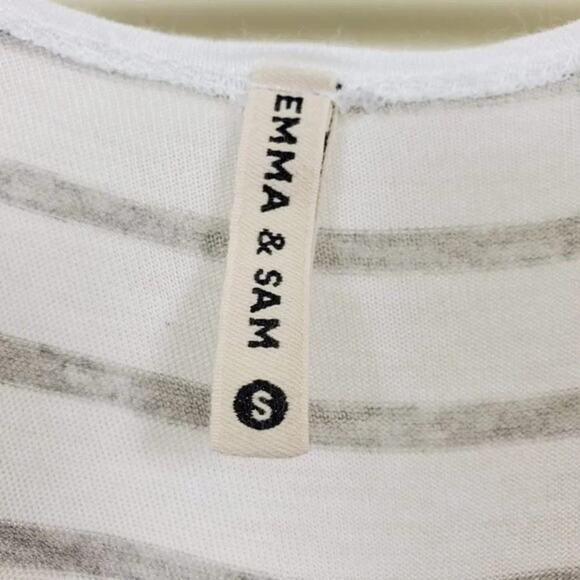 Emma & Sam Asymmetrical Striped Tank Top White Gray Women Size S Rayon - Picture 3 of 6